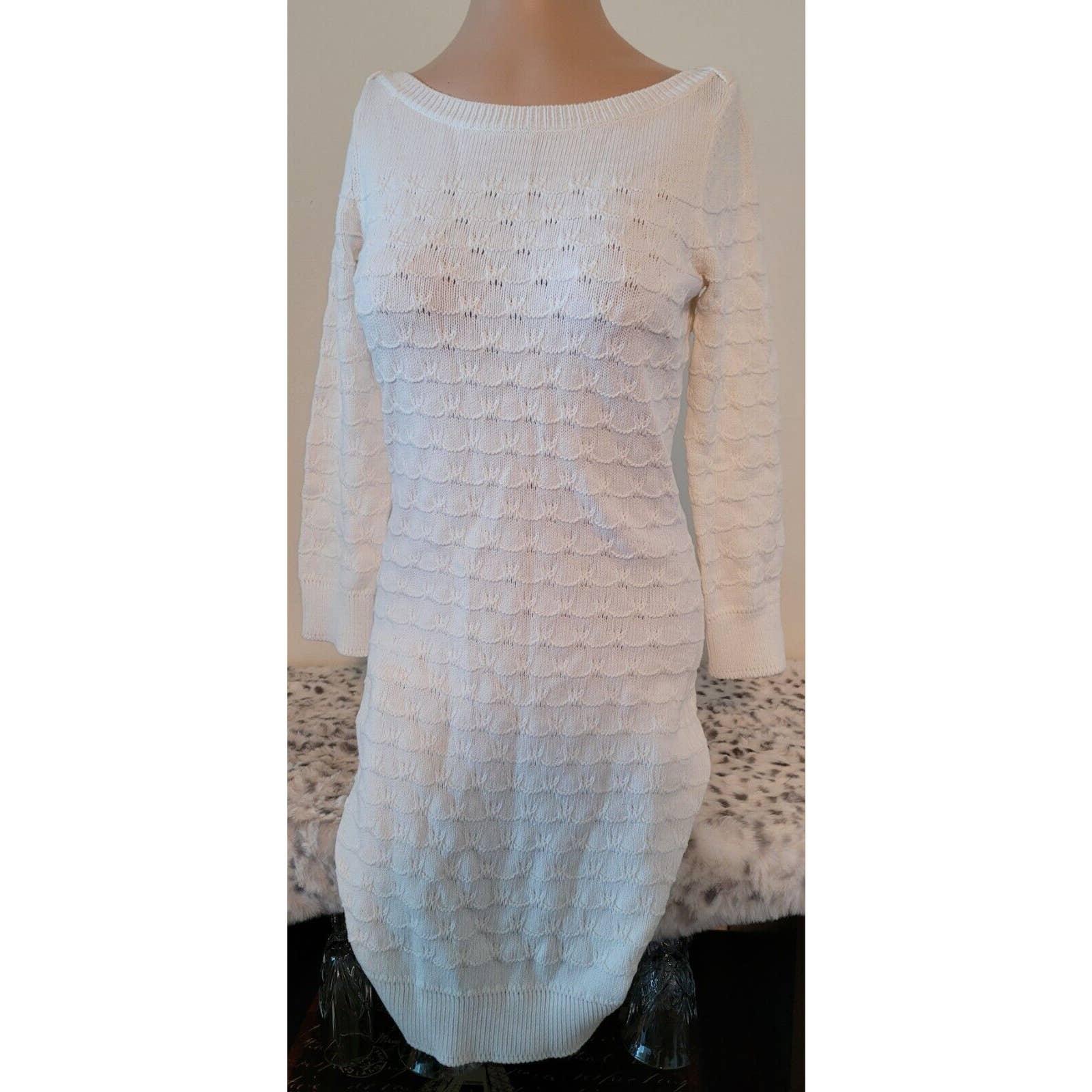 Milly Knit Dress Size S White Long Sleeve